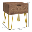 Modern Wooden Nightstand with Gold Metal Legs, White