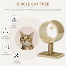 Beige Cat Tree with Scratching Post, Tunnel, Ball Toy - 56cm