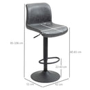 Grey Leather Bar Stool Set - Adjustable Height Swivel with Footrest for Kitchen & Home