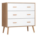 3-Drawer White and Natural Bedroom Storage Cabinet