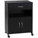 Black Printer Stand with Storage Drawer - Home Office Organizer