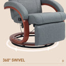Grey Manual Reclining Swivel Chair with Footrest