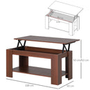 Modern Lift-Up Coffee Table with Hidden Storage - Brown