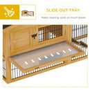 Yellow Outdoor Rabbit Hutch with Run, 2-Level Design, Water-Resistant Roof - 150 x 52.5 x 68 cm