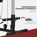 Black Pull Up Power Tower with Adjustable Seat - Home Gym Fitness Equipment