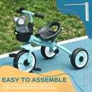 Blue Kids Trike with Adjustable Seat, Basket & Bell - Ages 2-5