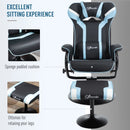 Blue Gaming Chair Set with Footrest - Recliner with Headrest and Lumbar Support