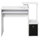 White Computer Desk with Sliding Keyboard Tray & Storage Drawer