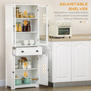 White Kitchen Storage Cabinet with Glass Door and Drawer