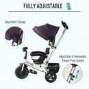 Purple Kids Sun Canopy Tricycle Stroller with Handle
