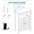 Grey Bathroom Floor Cabinet with Double Doors and Adjustable Shelf