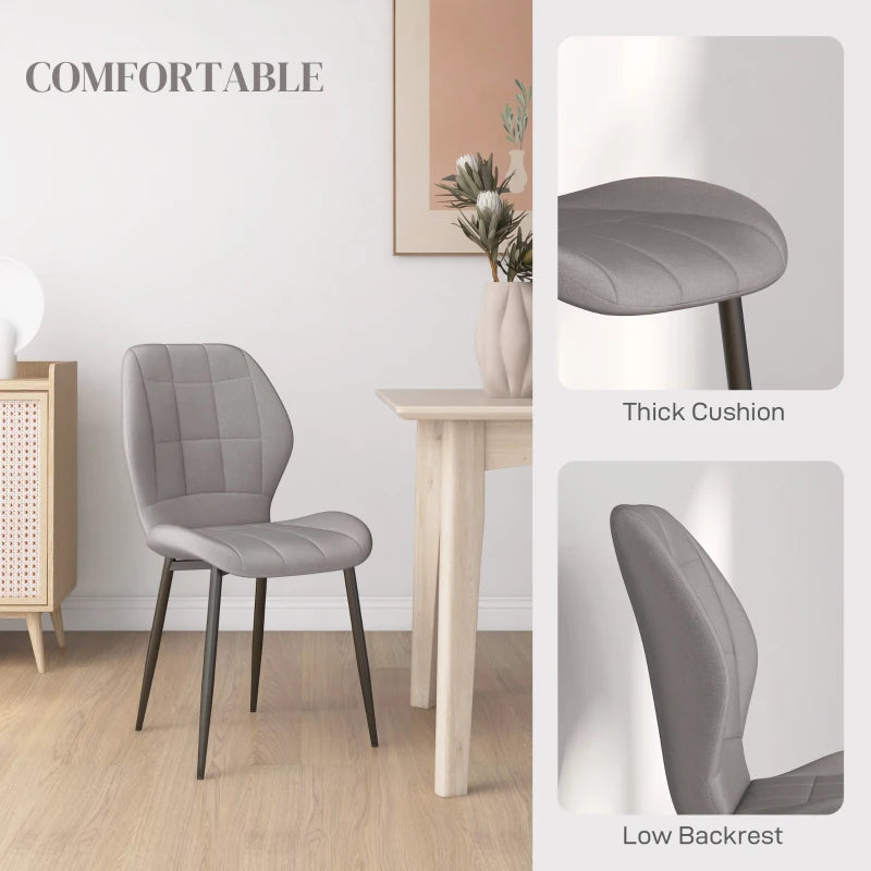 Set of 4 Light Blue Flannel Tub Dining Chairs