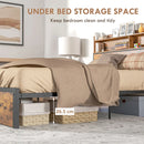 Rustic Brown Steel King Bed Frame with Storage, 5.2FT - Slatted Support, Headboard, Footboard, Under Bed Storage - 158 x 222cm