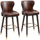 Brown PU Leather Counter-Height Bar Stools Set of 2