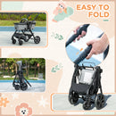 Grey Foldable Baby Stroller with Reclining Backrest and Adjustable Canopy