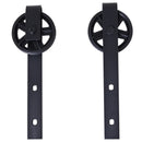 Black 6.6 FT Sliding Barn Door Hardware Kit for Single Wooden Door