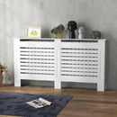 White Modern Radiator Cover with Horizontal Slats, 152 x 19 x 81 cm