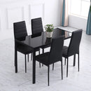 Black Glass Dining Table for 4 - Modern Rectangular Design