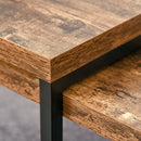 Black & Brown Metal Frame Nesting Side Tables Set for Living Room