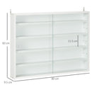White 5-Tier Wall Display Shelf with Glass Doors - Adjustable Shelves - 60x80cm
