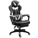 White Gaming Chair with Lumbar Support, Footrest, and Headrest