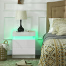 White High Gloss LED Bedside Table with 2 Drawers