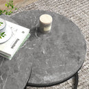 Round Industrial Nesting Coffee Table Set, Faux Marbled Top, Steel Frame, 2-Piece, Black
