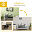 Dark Grey Small Animal Hutch with Wheels and Water Bottle