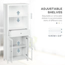 Black Tall Kitchen Cupboard with Glass Doors and Drawer