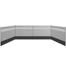 Grey Camping Windbreaker with Clear Windows, Carry Bag, Steel Poles - 725 x 140cm