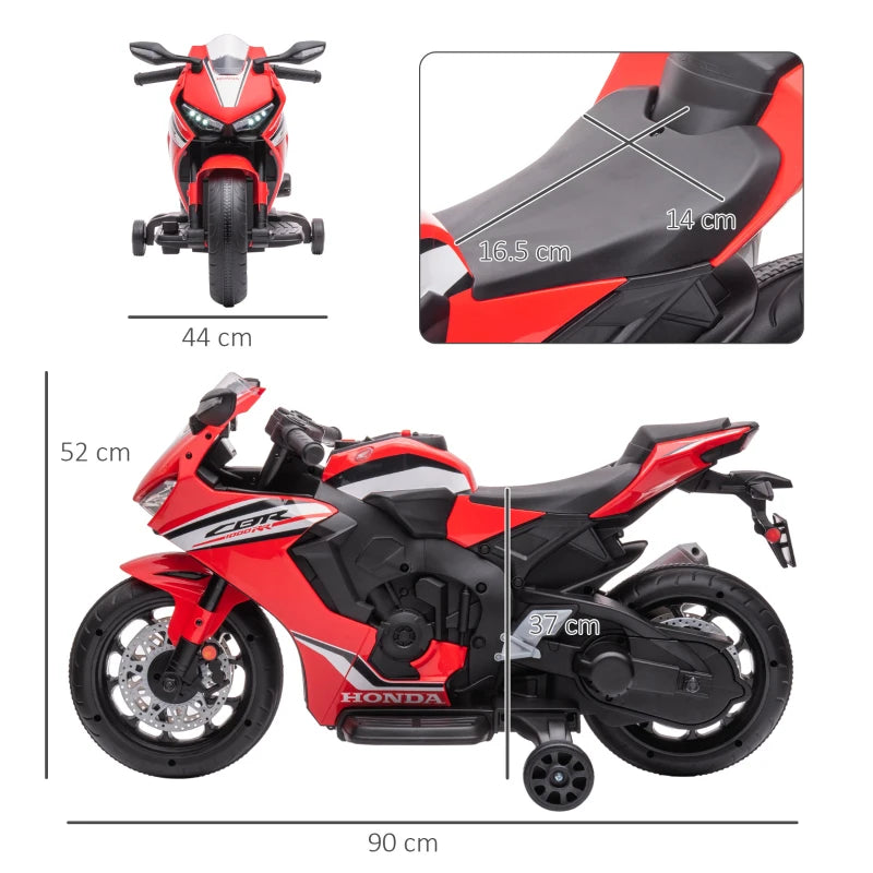 Red Kids 6V Honda Licensed Motorcycle with Music & Training Wheels