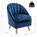 Blue Velvet Accent Chair with Solid Wood Legs