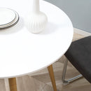 White Round Dining Table for 2, Matte Top, Metal Legs