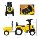 Yellow Toddler Ride-On Tractor with Horn and Storage