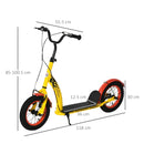 Yellow Kids Kick Scooter with Adjustable Height and Dual Brakes