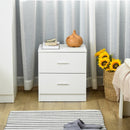 Modern White 2-Drawer Bedside Table Nightstand for Bedroom