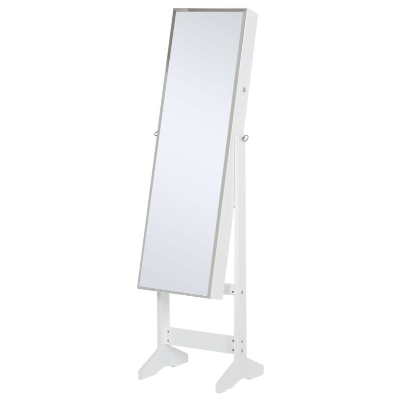 White Standing Mirror Jewelry Cabinet