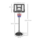 Adjustable Freestanding Basketball Hoop - Black, 167-228cm
