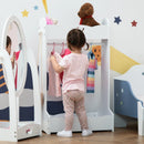 White Kids Wooden Clothes Rack with Storage Shelves