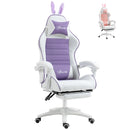 Purple Gaming Chair with Rabbit Ears, Footrest & Support