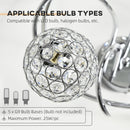 Crystal Ball Chandelier Pendant Light - Silver, 5 Lampshades, 5 G9 Bulbs