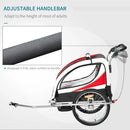Red Child Bike Trailer for 2 Kids with 360° Rotatable Design