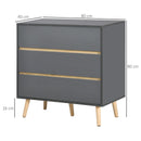 Dark Grey 3-Drawer Storage Chest for Bedroom & Living Room, 80x40x80cm