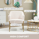 White Fabric Modern Armchair with Metal Legs
