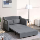 Grey 2 Seater Sofa Bed with Pillows and Side Pockets