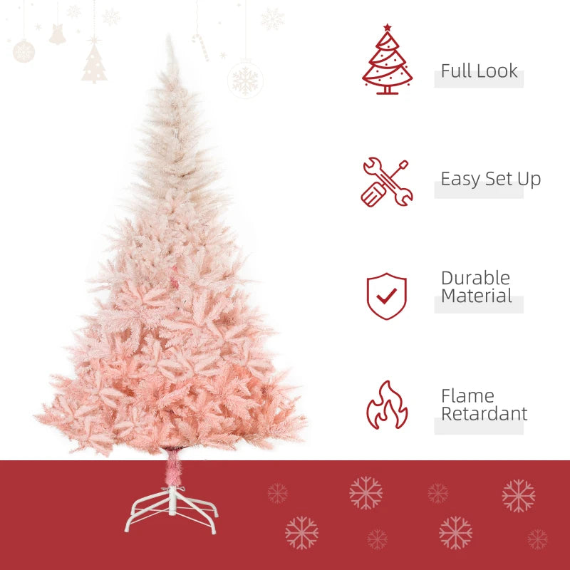 6FT Pink Artificial Christmas Tree with Metal Stand - Festive Holiday Home Decor