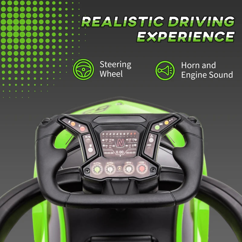 Green Kids 2-In-1 Lamborghini Ride-On Stroller with Horn
