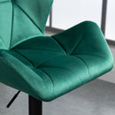 Green Velvet Bar Stools Set of 2 - Metal Frame, Adjustable Height, Swivel