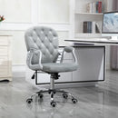 Grey Velvet Swivel Office Chair with Adjustable Height and Wheels