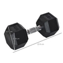 15kg Black Rubber Hex Dumbbell Set - Home Gym Hand Weights